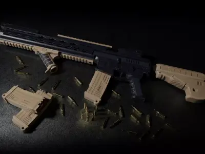 MG- 56 Assault rifle Low-poly 3D model