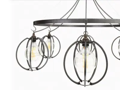 F C S C G C six light chandelier with glass globes 3D model