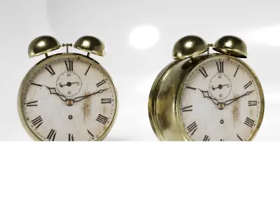Vintage Roman Numeral Alarm Clock - Low Poly 3D Model Low-poly 3D model