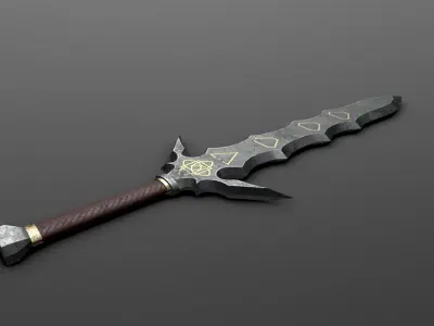 Dark Rune Sword Fantasy Weapon Low-poly 3D model