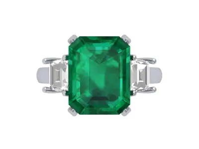 Emerald 3 Stone Ring 3D print model get