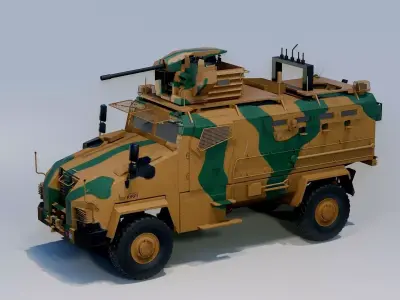 BMC kirpi MRAP - include inside - Fully Rigged Low-poly 3D model