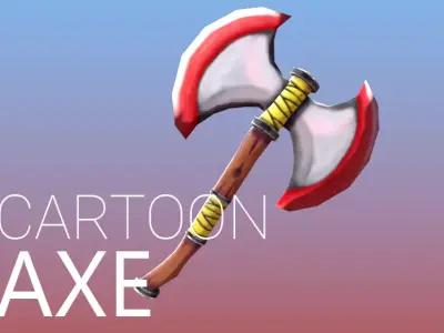 Cartoon Battle Axe Low-poly 3D model