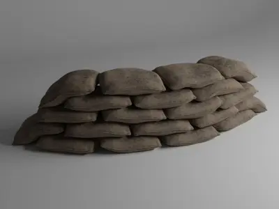 Sandbag Walls Fortifications  Low and Highpoly PBR Low-poly 3D model
