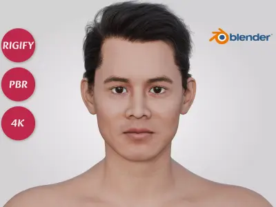 Jet Lee - Celebrity Kung Fu Man - Classic Side Part Hair Low-poly 3D model