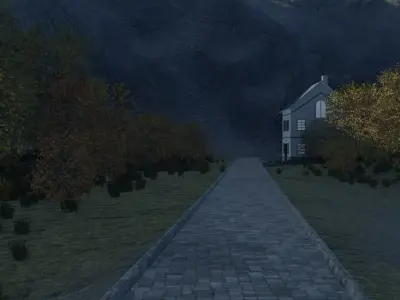 Autumn Village Landscape 3D model