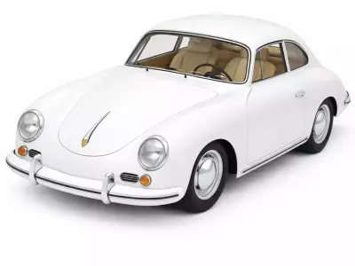 1955 Porsche 356 Low Poly Classic Sports Car Low-poly 3D model