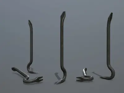 Crowbar metal hook Low-poly 3D model purchase