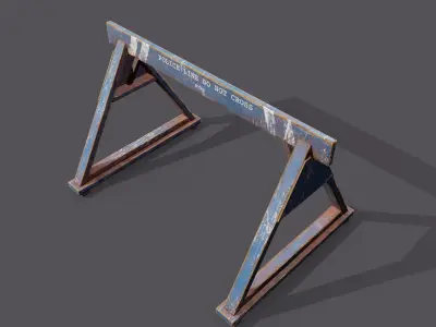 Police Barricade Low-poly Game Ready 3D model Low-poly 3D model