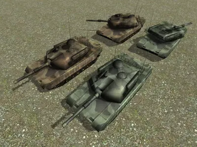 Tank Lowpoly two tanks in game Low-poly 3D model