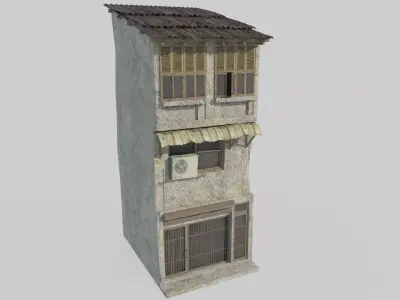 Shantytown buildings with corrugated iron roofs 3D model