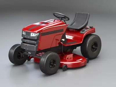 Ride-On Lawn Mower Realistic Garden Tractor PBR Textures 3D model