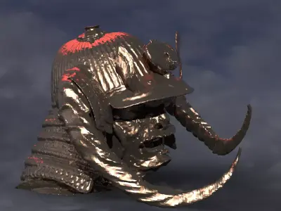 Samurai fantasy helmet horned 3  3D model