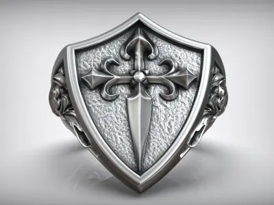 Santiago Cross Orden Signet Amulet Ring 3D print model