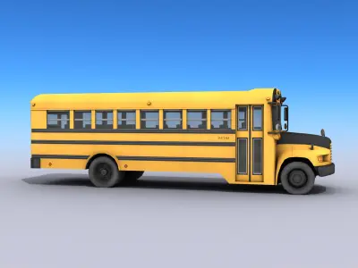 School Bus Low-poly 3D model