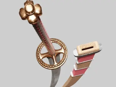 Katana Dagger Falchion Sword 3D Model Free 3D model