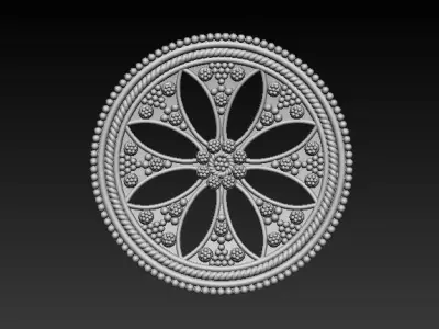 Rose Embell Round Ornament Medallion 3D Printable STL FIle 3D print model