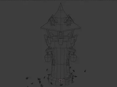 Stone Tower Low-poly 3d model Low-poly 3D model