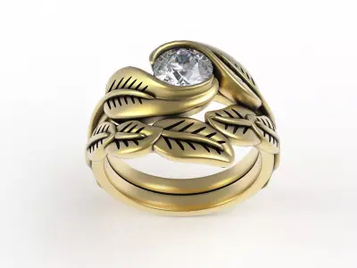 Antique Leaf Branch Wedding Ring 3D print model