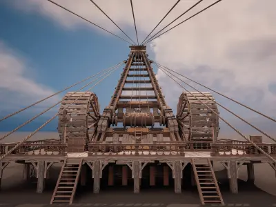 Giant Medieval Cranes Pack Low-poly 3D model