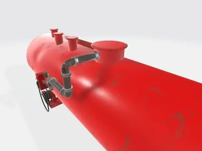 long industrial cylinder tank 3D model
