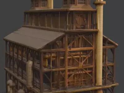 Steampunk Industrial Factory Complex 3D Model Low-poly 3D model