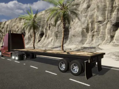 Semi Truck Trailer 08 - Flatbed v2 Low-poly 3D model