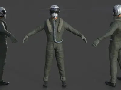 Pilot man in suit 3D model