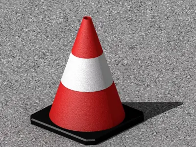 Traffic Cone 50 cm Road Construction Pylon Low Poly PBR 3D model