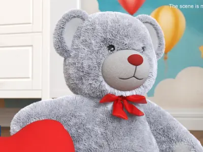Teddy Bears with Heart Fur Collection 3D model