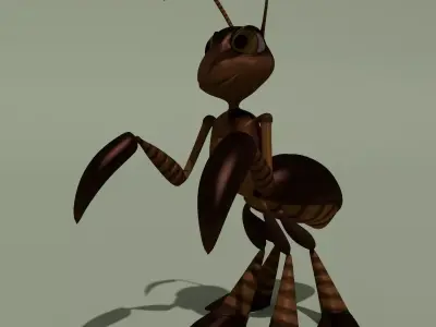 Rigged Cartoon Ant Brown 3D model