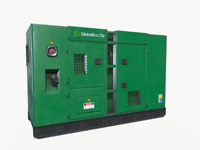 Diesel generator green Low-poly 3D model