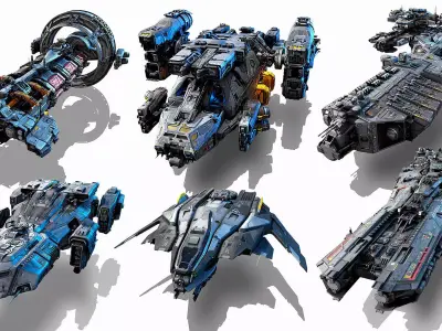 SF Vehicles - PACK01 Low-poly 3D model