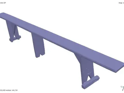 Old wooden bench 3D model