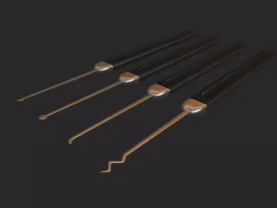 Lockpick set - PBR - lowpoly of tools Low-poly 3D model