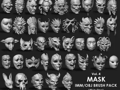 Masks IMM OBJ Brushes 40 in one vol 4 3D model