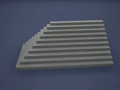 Stair Low Poly Game Ready stack of concrete steps Low-poly 3D model