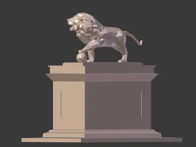 Cartoon Lion Statue - Low Poly Low-poly 3D model