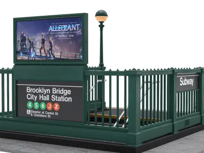NYC Subway Entrance PBR 02 Low-poly 3D model