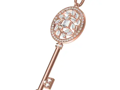 Antique Diamond Key Pendant 3D print model