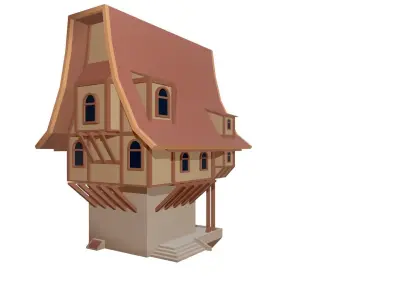 medieval low-poly house Free low-poly 3D model purchase