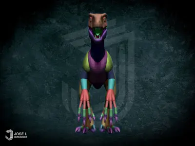 Blockout Velociraptor 3D model