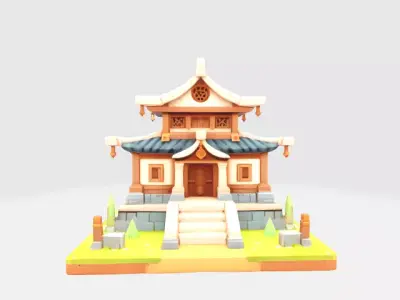 asain temple Low-poly 3D model