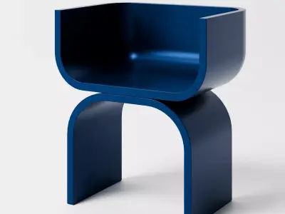 Modern Blue Accent Chair 3D model