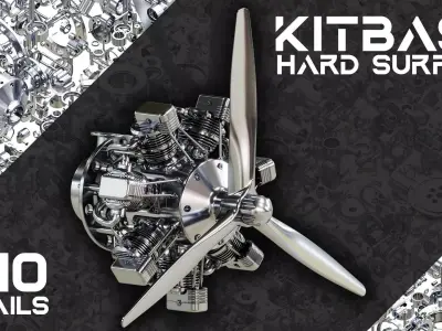 HARD SURFACE KITBASH Quad Surface Mesh Propeller Engine Kit Low-poly 3D model