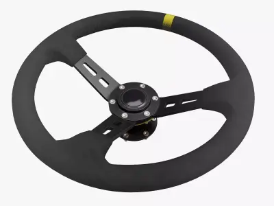 Steering Wheel 01 - Variation B - Black Stiches Low-poly 3D model