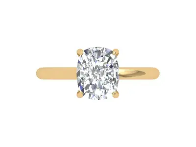Cushion Solitaire Ring 3D print model 3