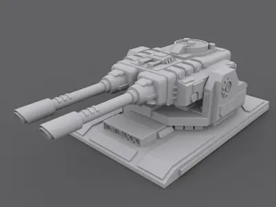 Turret machine gun Low-poly 3D model