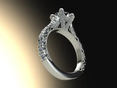 10026 diamond engagement ring 3D print model