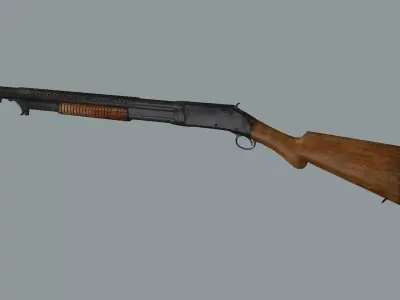 Winchester Model 1897 Low-Poly 3D Model Low-poly 3D model